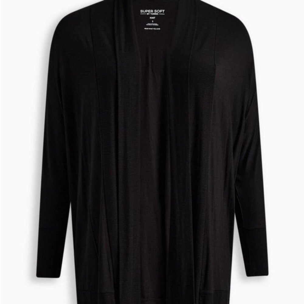 NWT Torrid Black Super Soft Cardigan Dolman Sleeve Open Front size 5